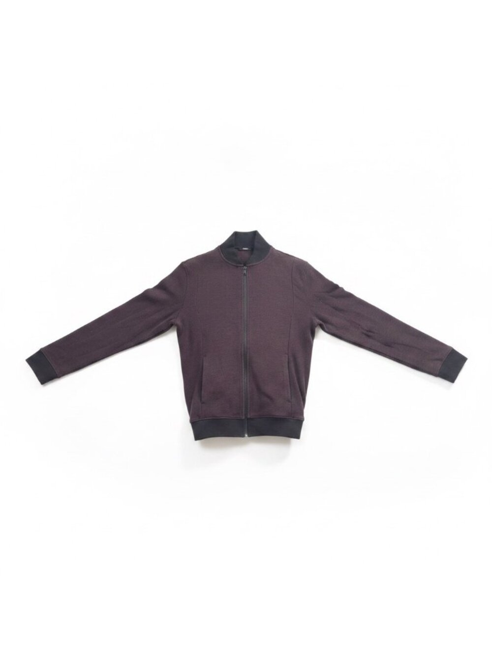 Alfani Mens Burgundy & Black Bomber Jacket Casual Full Zip Lightweight Size M